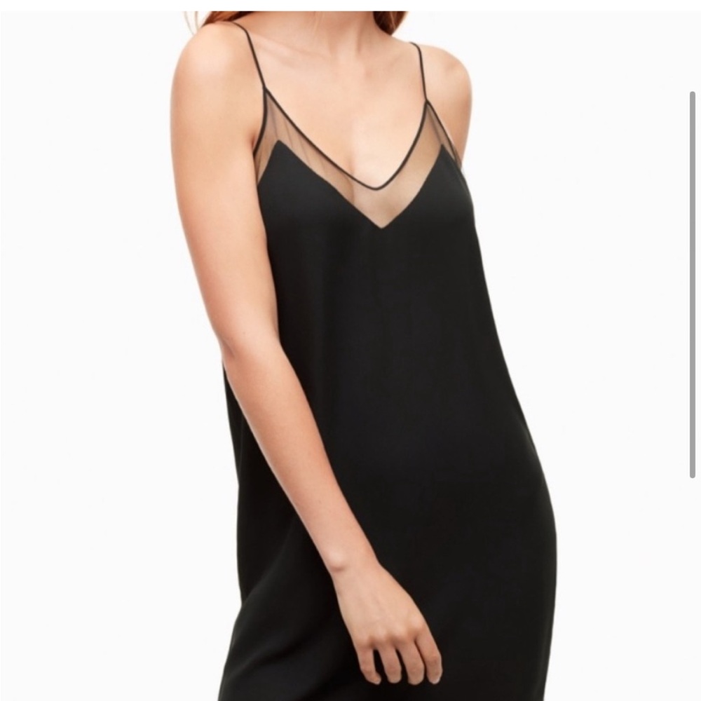 Babaton Black Sheer-Trim Slip Dress